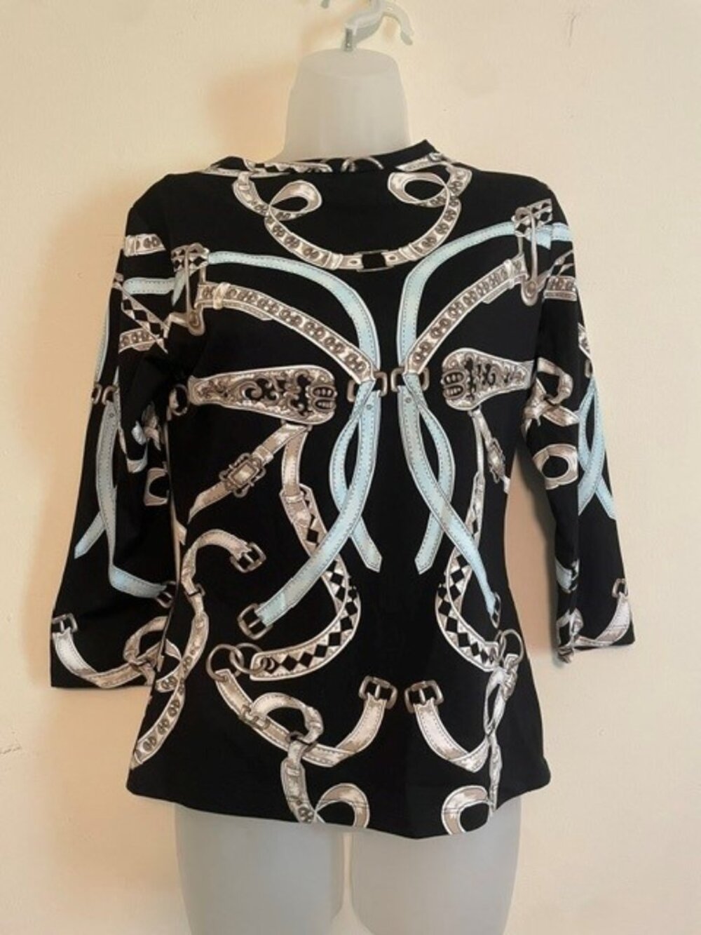 J McLaughlin Silk-Feel Chain & Belt Print Top